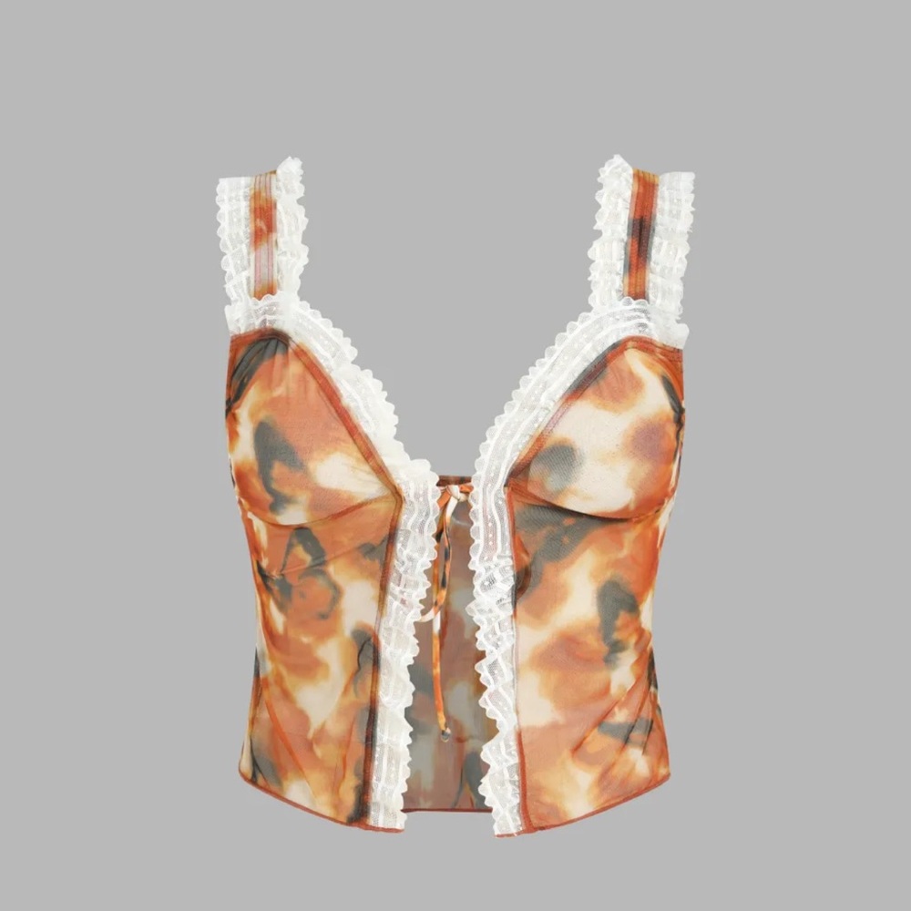 Cider Lace Trim Corset Top